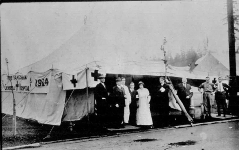 Tent hospital set up for an exhibition.